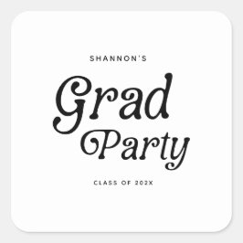 Minimal Grad Party Retro Studenten Fyrkantigt Klistermärke
