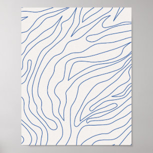 Minimal gräddvit och blå Abstrakt Poster