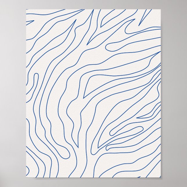 Minimal gräddvit och blå Abstrakt Poster (Framsidan)