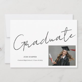 Minimal Graduate Photo High School Graduation Inbjudningar