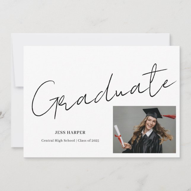 Minimal Graduate Photo High School Graduation Inbjudningar (Framsida)