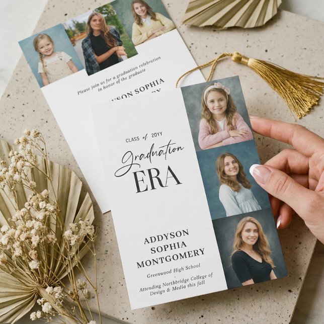 Minimal Graduation Era Then & Now Photos Grad Inbjudningar (Minimal Graduation Era Then & Now Photos Grad Invitation)