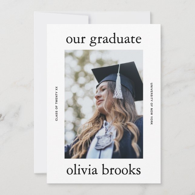 Minimal Graduation Photo Card | Custom College (Framsida)