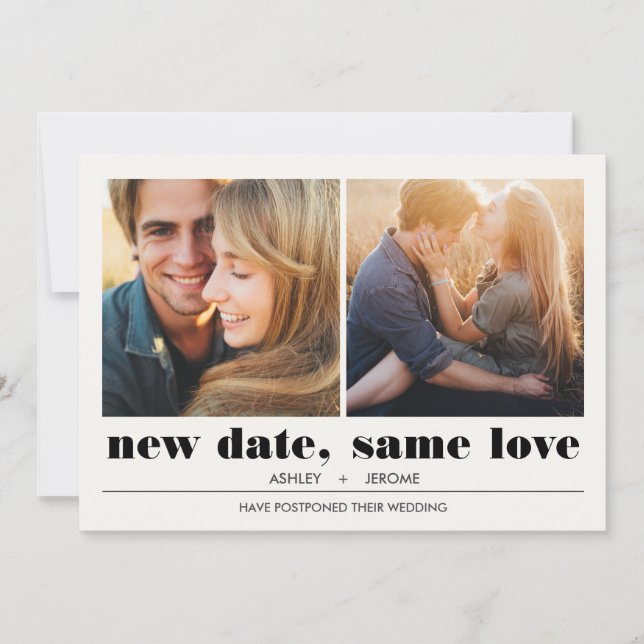 Minimal grafik | 2 Foton Bröllop-uppskjutning Kort (Framsida)