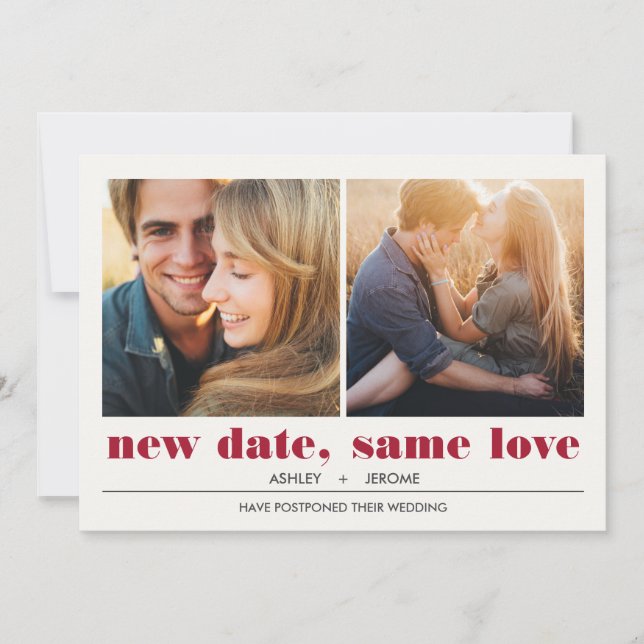 Minimal grafik | 2 Foton Bröllop-uppskjutning Kort (Framsida)