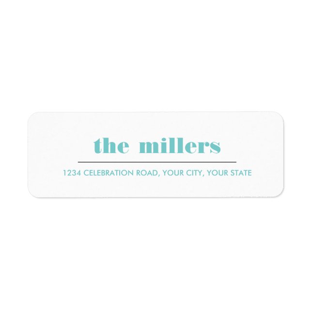 Minimal grafik | Aqua Blue Hipster Returadress Etikett (Framsidan)