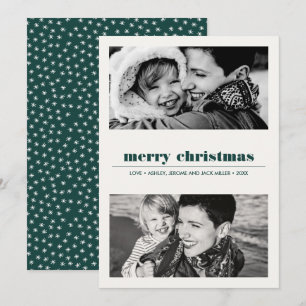 Minimal grafik Grönt God jul 2 Foto Kort
