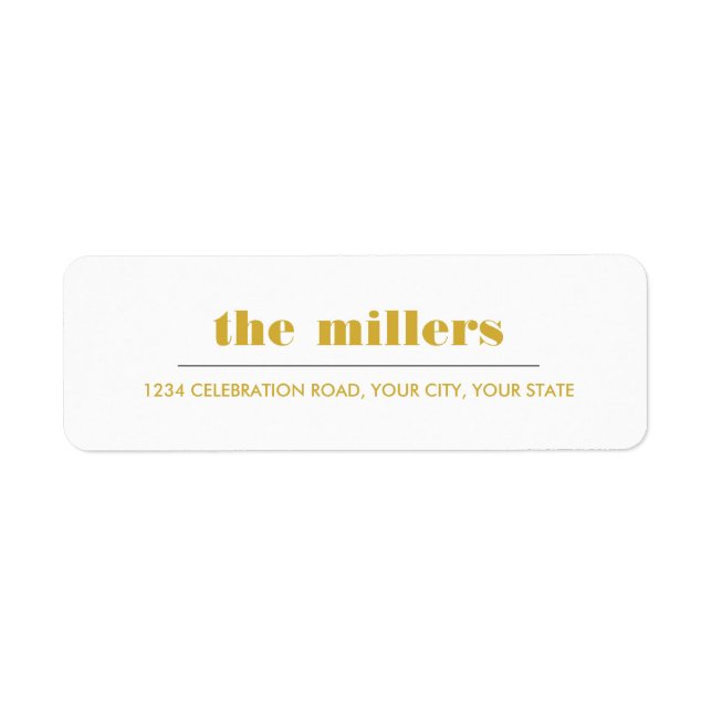Minimal grafik | Senap gult Hipster Returadress Etikett (Framsidan)