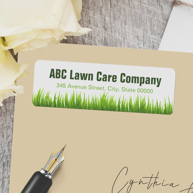 Minimal Gräsmatta Care Landscaping Services Compan Returadress Etikett (Skapare uppladdad)