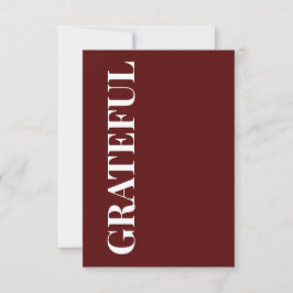 Minimal GRATEFUL | Deep Red Holiday Greeting Kort