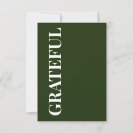 Minimal GRATEFUL | Forest Green Holiday Greeting Kort