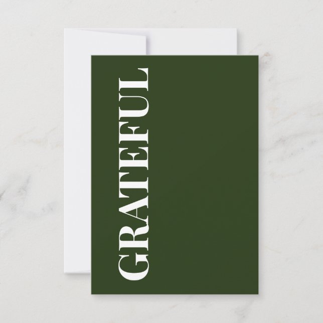 Minimal GRATEFUL | Forest Green Holiday Greeting Kort (Framsida)