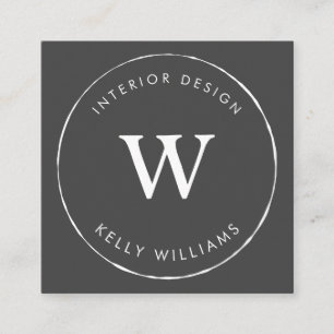 Minimal Grått Circle Business Monogram Branding Fyrkantigt Visitkort