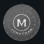 Minimal Grått Classic Monogram Namn Darttavla<br><div class="desc">Modern kartong i grått med klassisk blocktypografi initialt och namn i vitt. Anpassa till namn och börja med.</div>