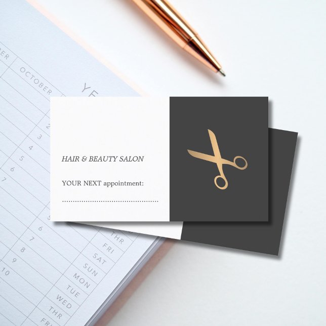 Minimal Grått Faux Guld Hairstylist Möte Tidsbeställning Kort (Skapare uppladdad)