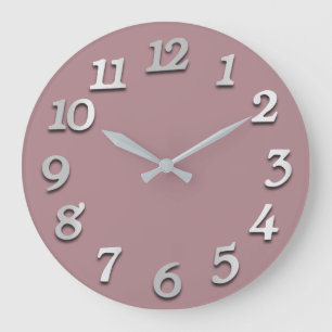 Minimal Grått Grått Mauve Rosa Stor Klocka