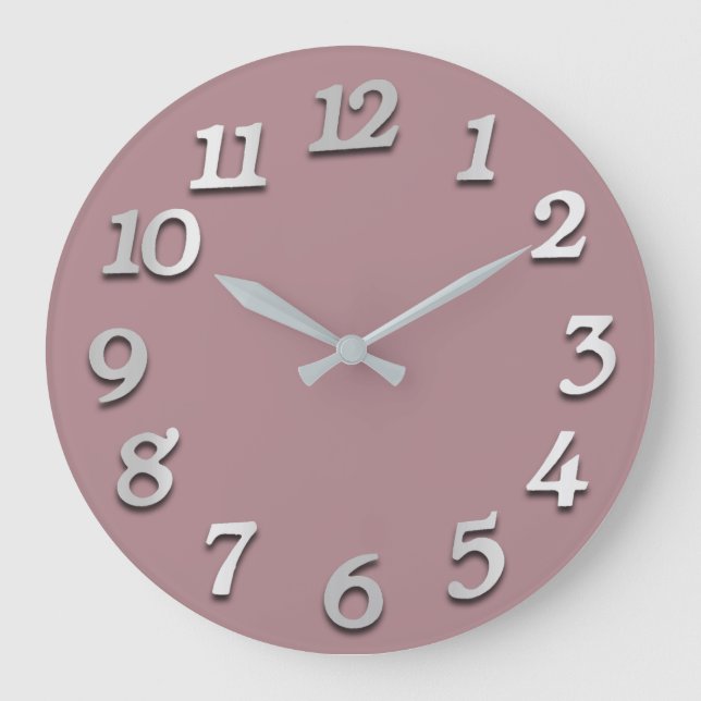 Minimal Grått Grått Mauve  Rosa Stor Klocka (Framsida)