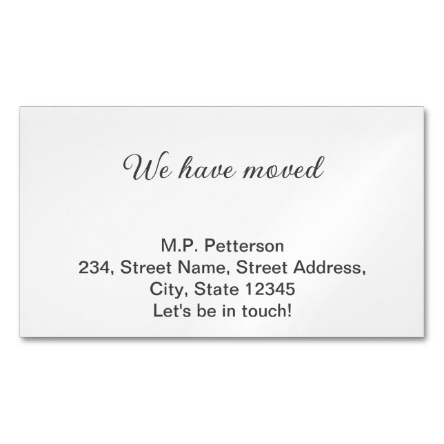 minimal grått som vi har flyttat lägga till namn a magnetiska visitkort (Framsida)