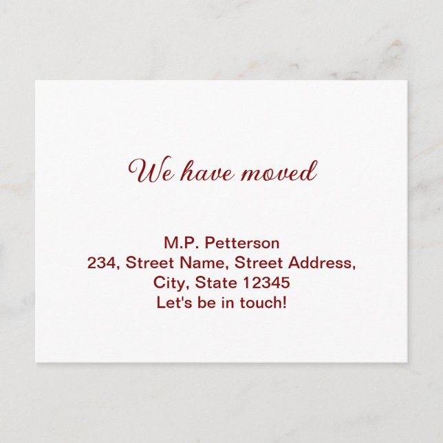 minimal grått som vi har flyttat lägga till namn a vykort (Framsida)