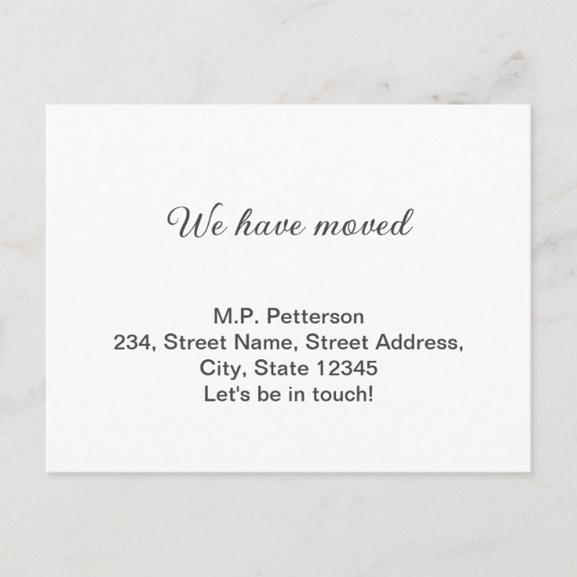 minimal grått som vi har flyttat lägga till namn a vykort (Framsida)