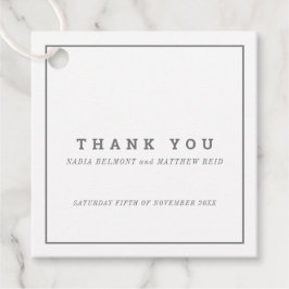 Minimal grått vit kvadrat-bröllop tack gåvor etiketter