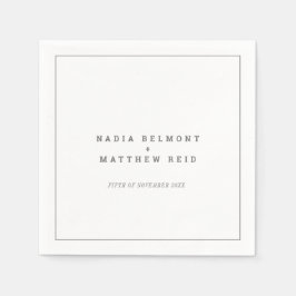 Minimal grått-vit lodrät bröllop pappersservett