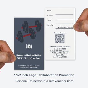 Minimal Grått White Fitness Promo Gift Voucher-kor Visitkort