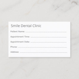 Minimal Gray Dental Appointment Card Tidsbeställning Kort