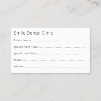 Minimal Gray Dental Appointment Card Tidsbeställning Kort