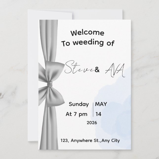 Minimal Gray Romantic Wedding Invitation | Elegant Inbjudningar (Framsida)