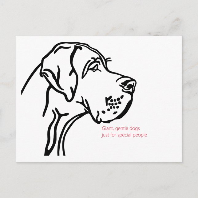 minimal Great Dane-ritning Vykort (Framsida)