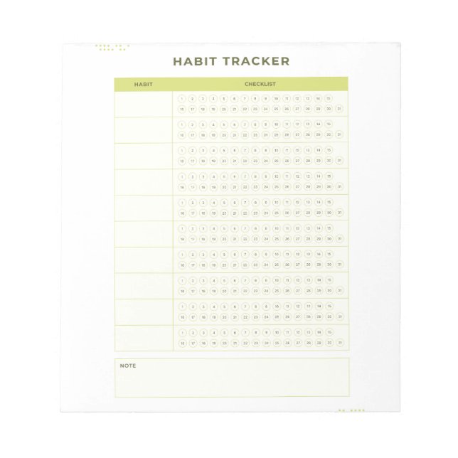 Minimal Green Daily Checklist Planner Design Anteckningsblock (Framsida)