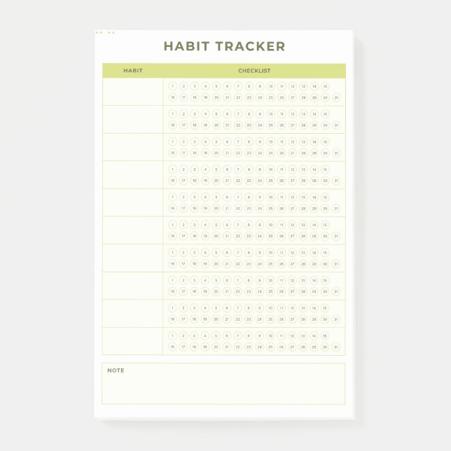 Minimal Green Daily Checklist Planner Design Post-it Block (Framsida)