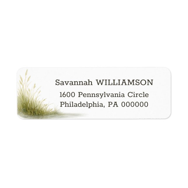 Minimal Green Marsh Grass Address Label Returadress Etikett (Framsidan)