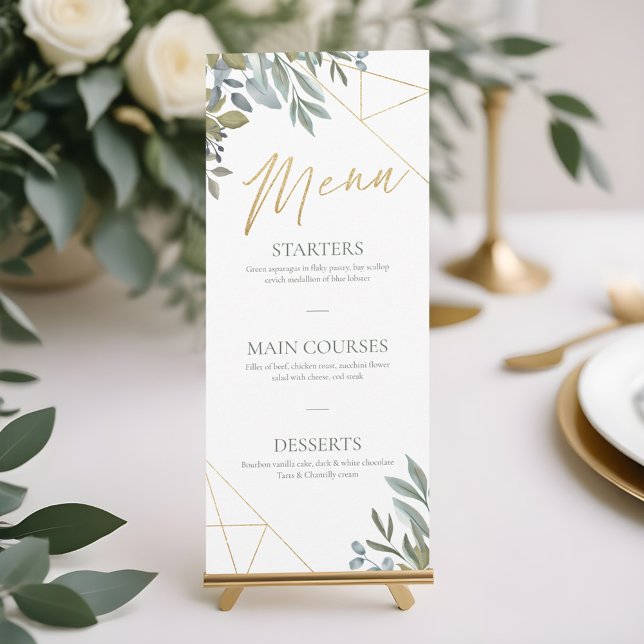 Minimal Greenery & Geometrisk Terrarie Meny Kort (Minimal Greenery & Geometric Terrarium Menu Card)