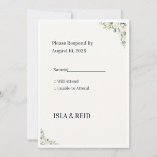 Minimal Greenery Wedding RSVP Card | Elegant Flora Inbjudningar