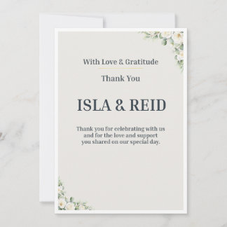 Minimal Greenery Wedding Thank You Card Inbjudningar