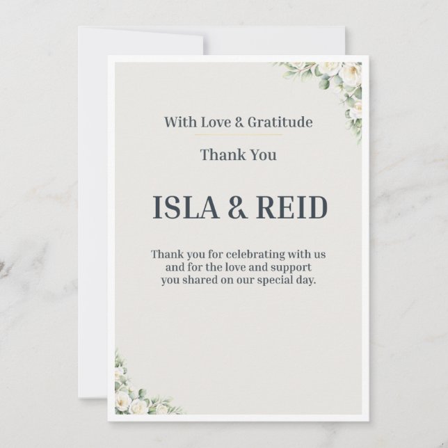 Minimal Greenery Wedding Thank You Card Inbjudningar (Framsida)