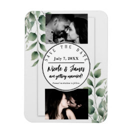 Minimal Grey Lämnar Modern White Save Date Magnet