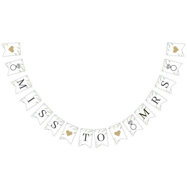 Minimal grey Miss till mrs Rustic möhippa Vimplar (Alla)