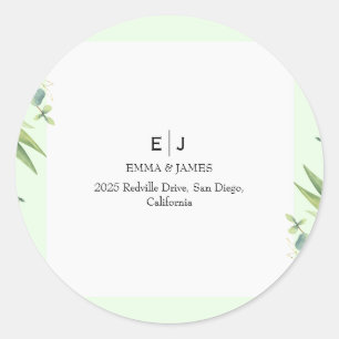 Minimal grey Monogram Round Sticker Runt Klistermärke