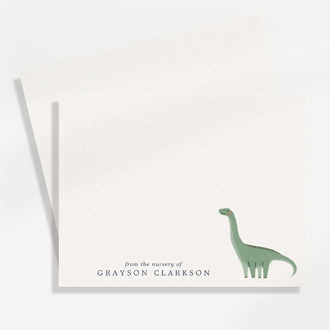 Minimal Grön Dinosaurie Barnrums Notkort Inbjudningar (Skapare uppladdad)