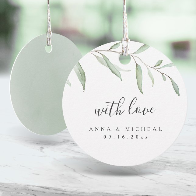 Minimal grön rustik bröllop gåvor etiketter (Minimal greenery rustic wedding favor tags)