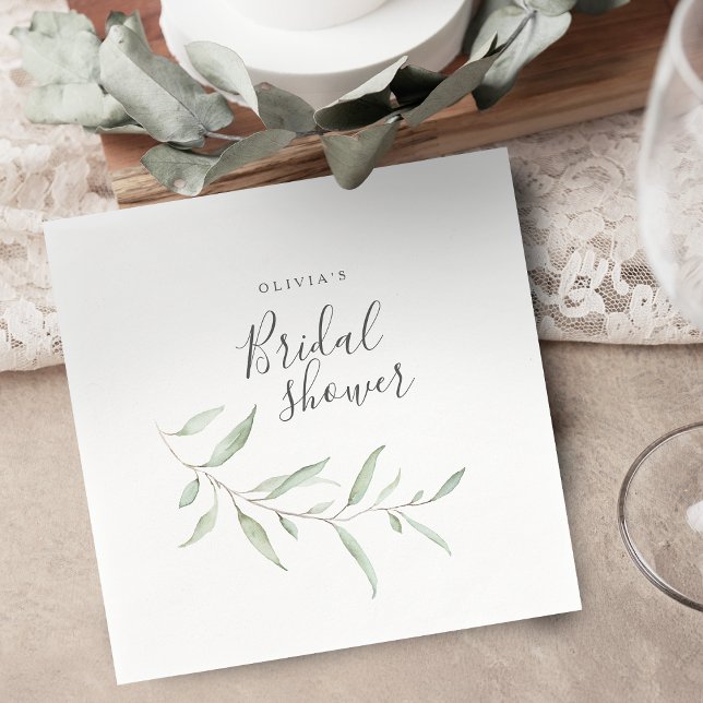 Minimal grön rustik möhippa party pappersservett (Minimal greenery rustic bridal shower party napkins)
