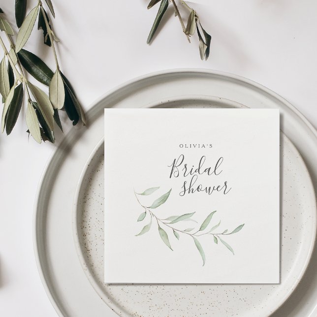 Minimal grön rustik möhippa party pappersservett (Minimal greenery rustic bridal shower party napkins)