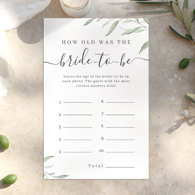 Minimal grönska hur gammal var bruden spel (Minimal greenery how old was the bride game)