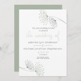 Minimal Grönt för Chic och kolblommor Inbjudningar