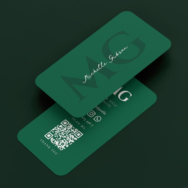 Minimal Grönt för jägare av Professionell i Initia Visitkort (Minimal Initials Professional Hunter Green Business Card
)