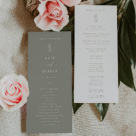 Minimal Grönt för Löv och vitt Bröllopsprogram