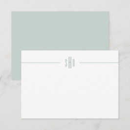 Minimal Grönt för monogram anteckningskortstatione Anteckningskort